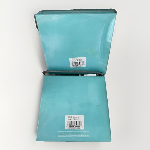 (2) New Blossoms & Blooms Spreaders Easter Ceramic 2 Sets of 4 Rabbit Bunny NIB - Picture 3 of 7